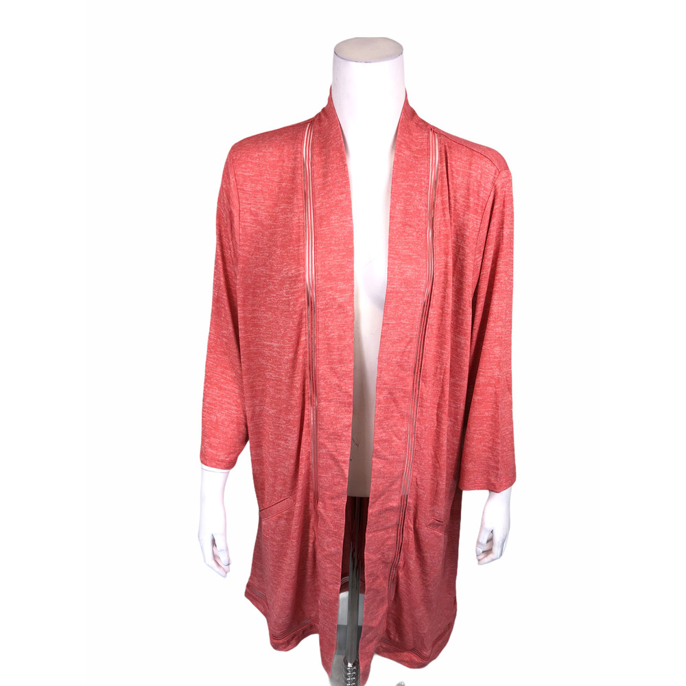 H by Halston Super Soft 3/4-Sleeves Open Front Cardigan w/ Split Back X-Large Sz